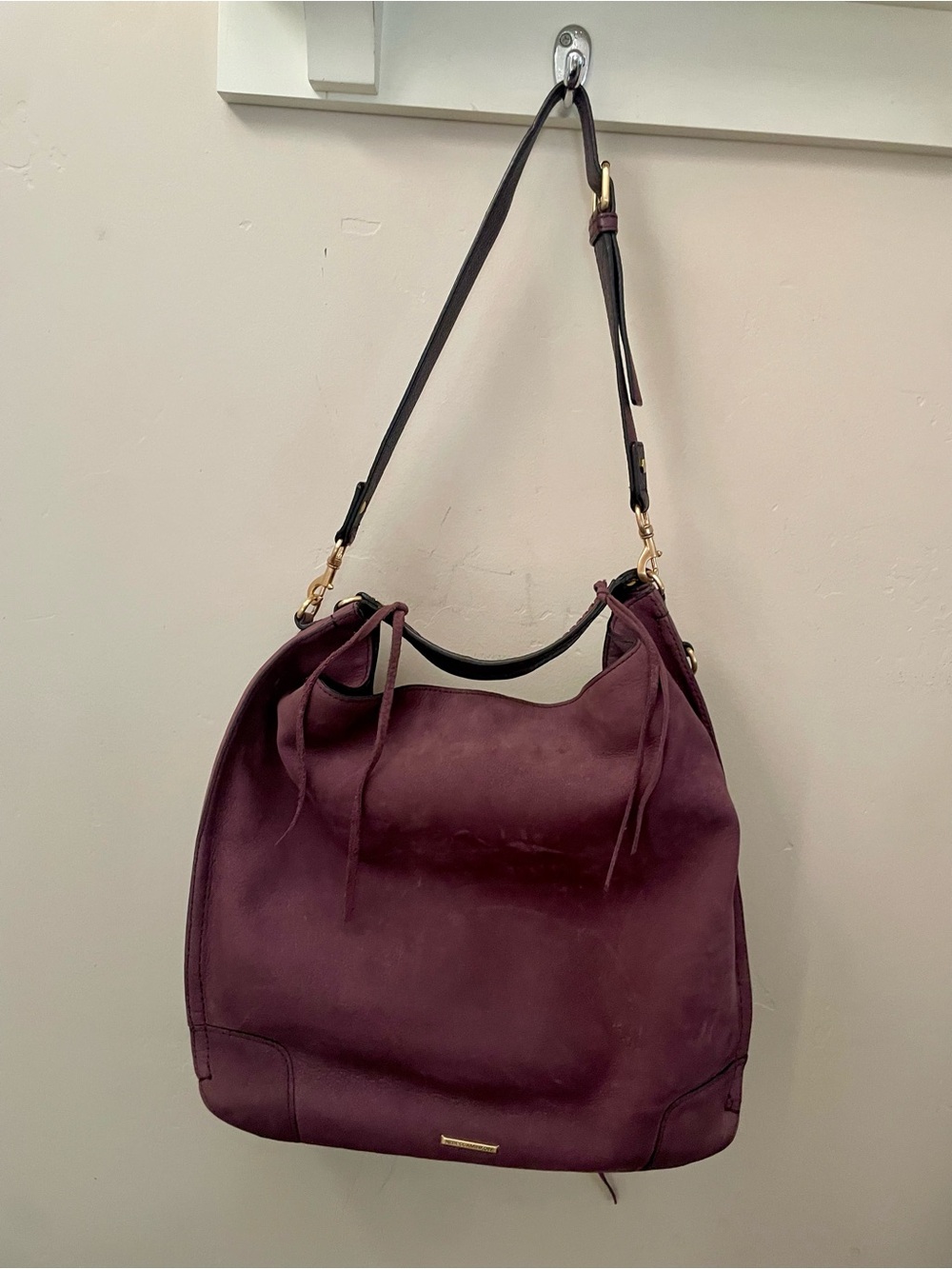 Rebecca Minkoff Plum Suede Hobo Shoulder Bag